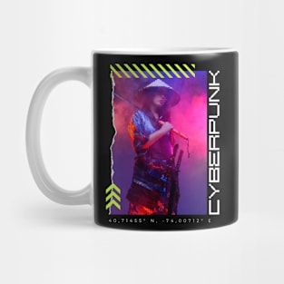 Pixelated Cyberpunk Samurai Mug